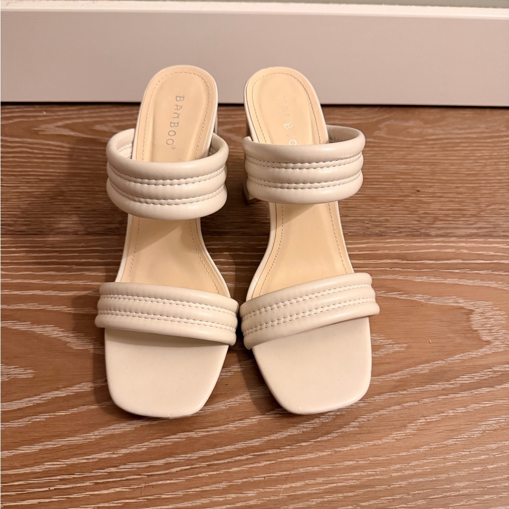 BAMBOO Women's Cream Heeled Sandals